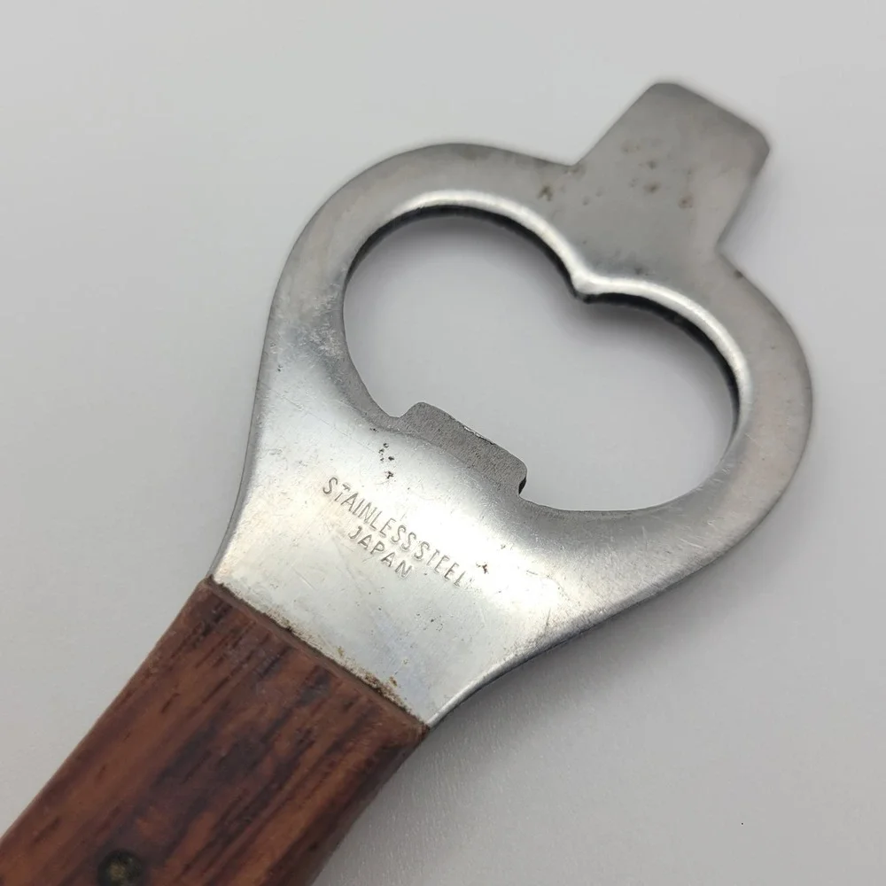 Vintage Stainless Steel Wood‎ Handle Bottle and Can Opener JAPAN Handheld